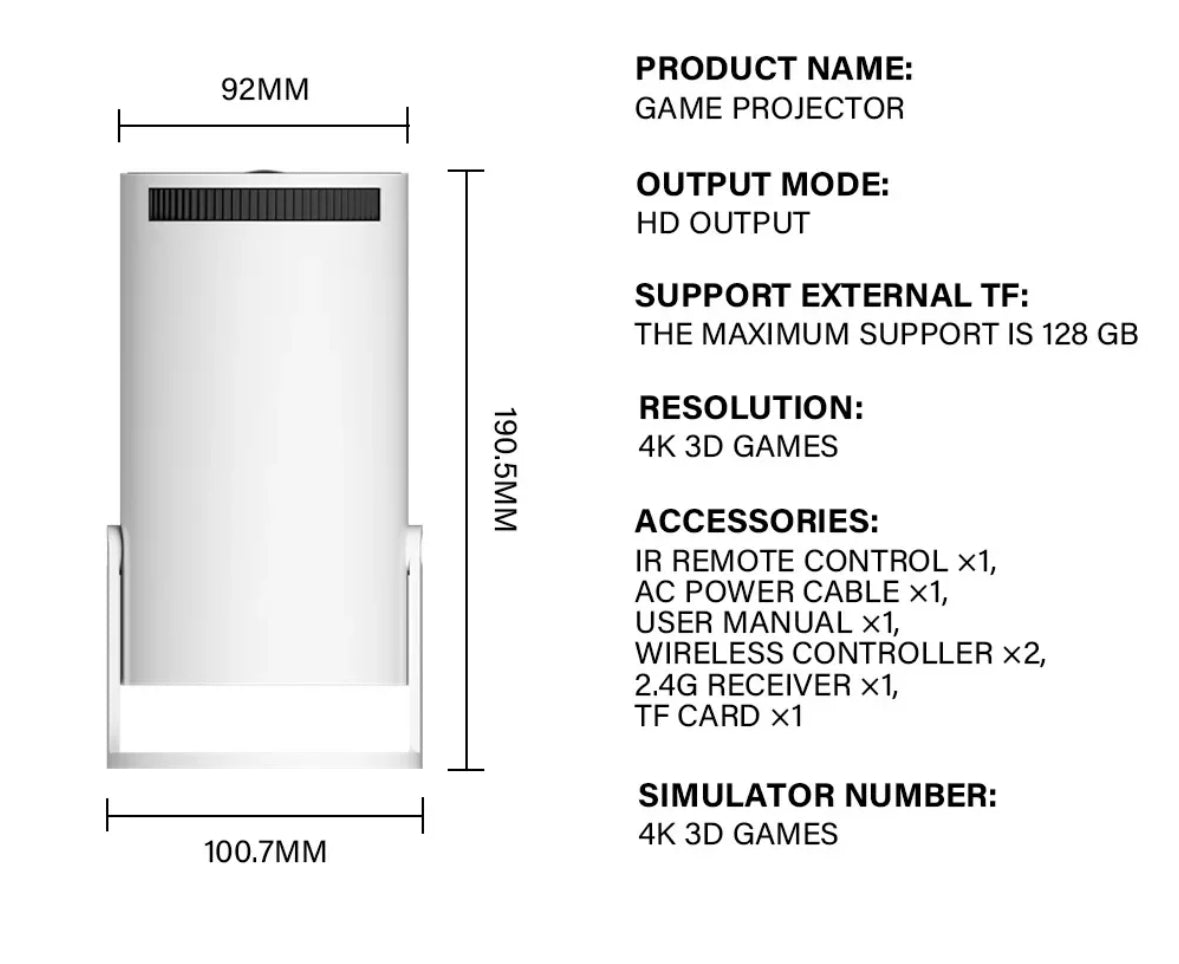 GameBeam M300 Max – Mini Projecteur de Jeu Rétro avec 10 000 Jeux